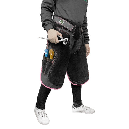 Women's Farrier Chaps Leather with Green/Purple/Pink Piping