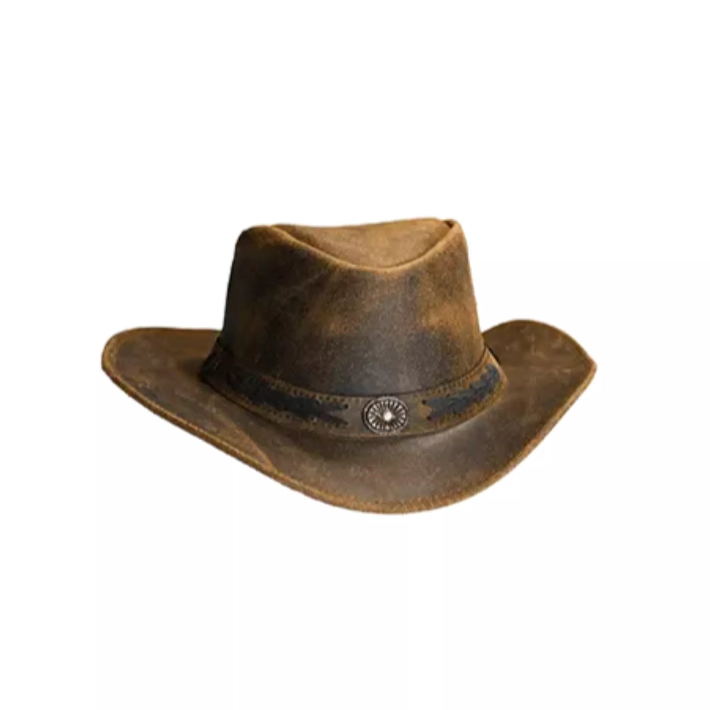 Authentic Australian Vintage Brown Leather Cowboy Hat