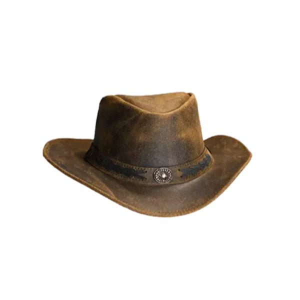 Vintage Brown Leather Cowboy Hat – Ranch Rodeo Series, S-XXL Sizes
