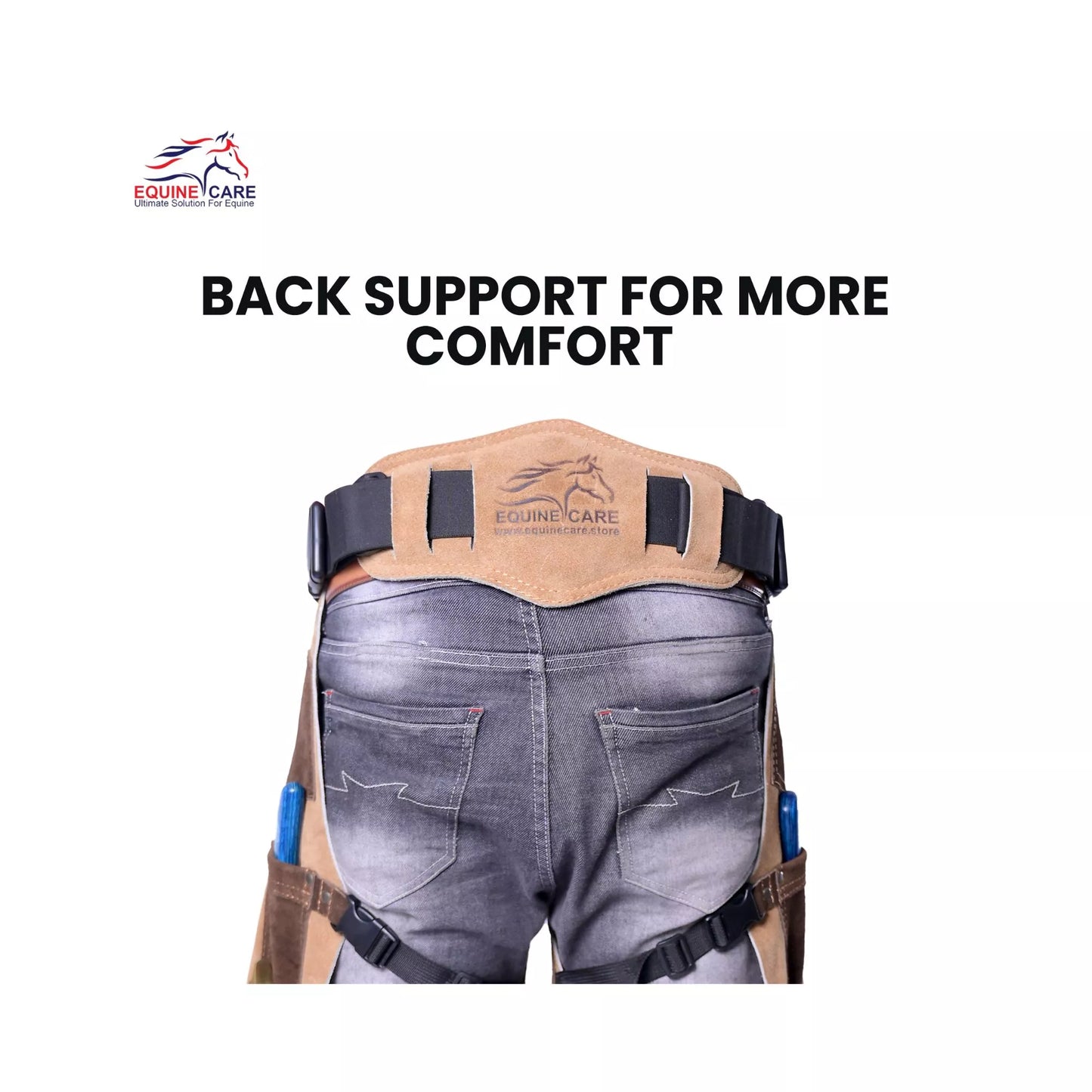 Equine Care 23-29 Inch Beige leather farrier apron for professional hoof trimming