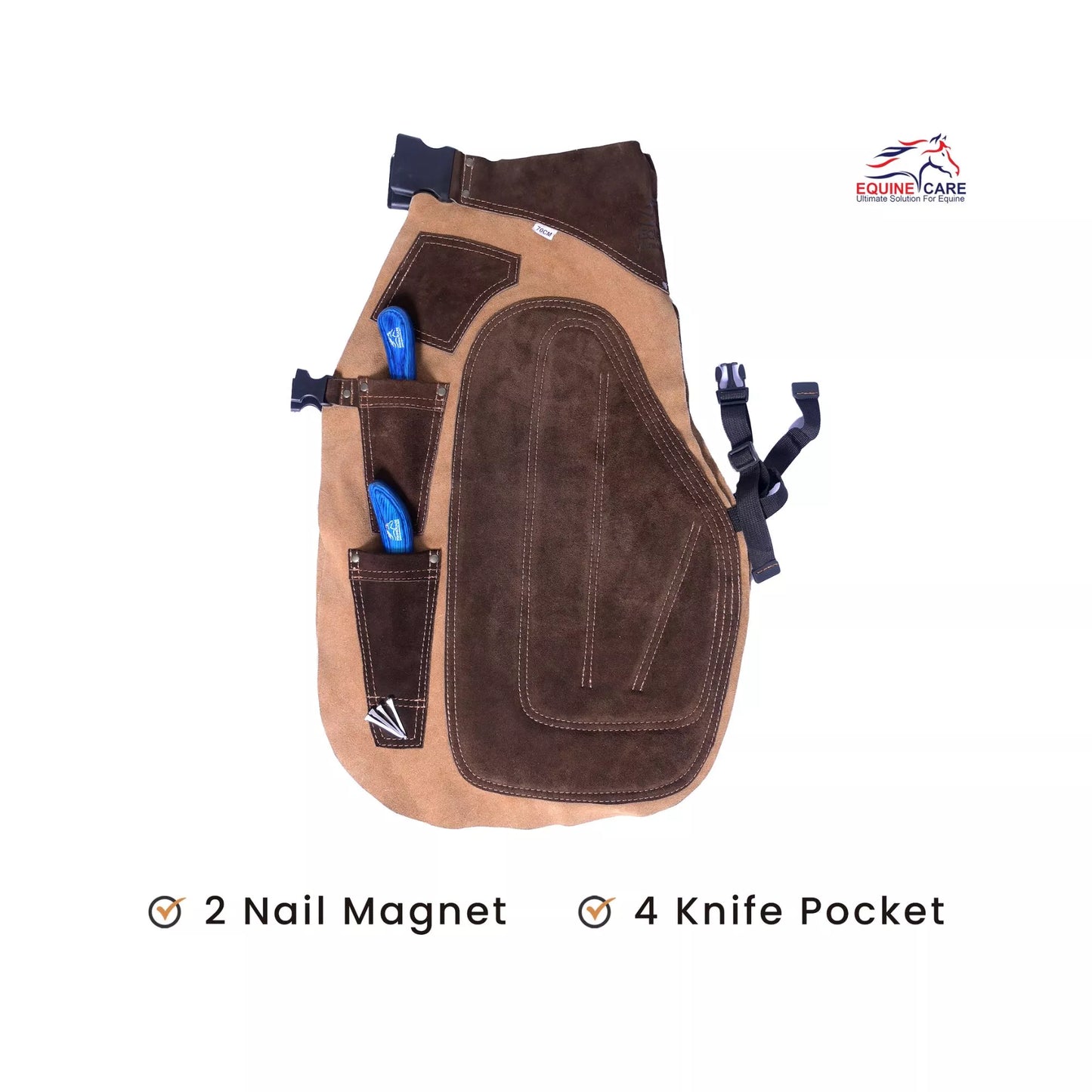 Equine Care 23-29 Inch Beige leather farrier apron for professional hoof trimming