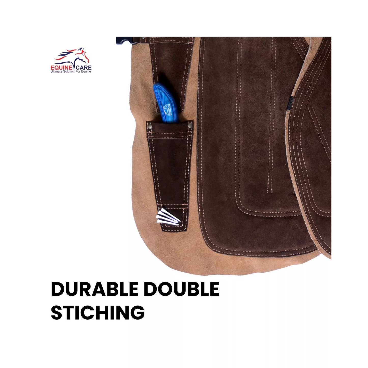 Premium beige suede leather farrier apron with EVA foam padding and canvas panels