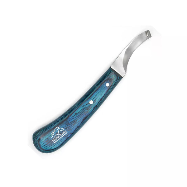 Blue Curved Blade Hoof Knife – J2 Steel Farrier Knife with Ergonomic Handle left handed