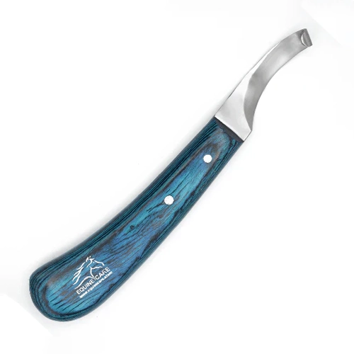 Blue Curved Blade Hoof Knife – J2 Steel Farrier Knife with Ergonomic Handle