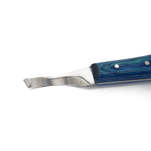 Equine Care Stainless Steel Hoof Knife with Ergonomic Blue Handle
