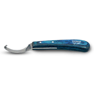 Equine Care Stainless Steel Hoof Knife with Ergonomic Blue Handle

