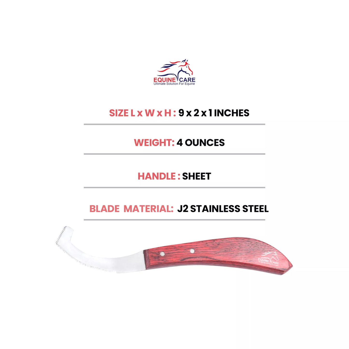 Horse Bot Fly Egg Scraper with Red Ergonomic Handle
