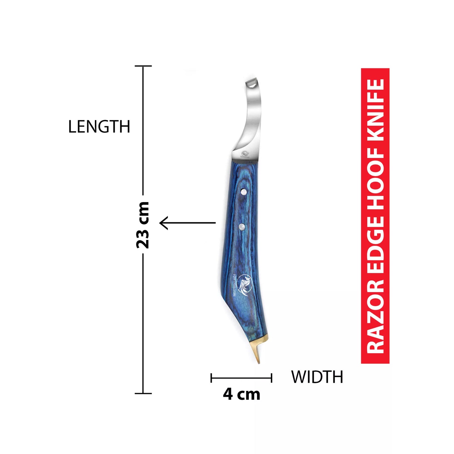 Brass Topper Farrier Hoof Knife – J2 Steel Blade, Ergonomic Blue Handle