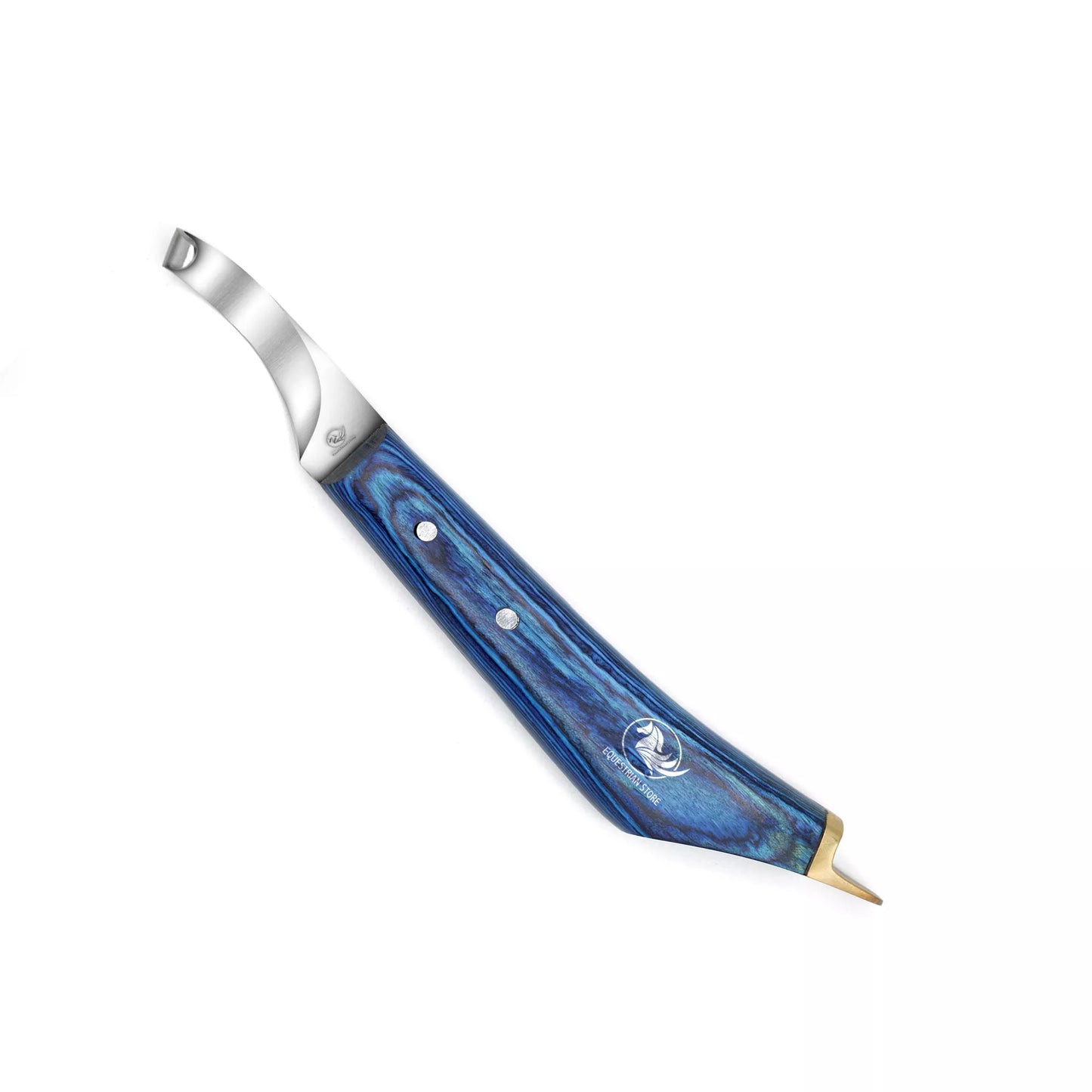 Brass Topper Farrier Hoof Knife – J2 Steel Blade, Ergonomic Blue Handle