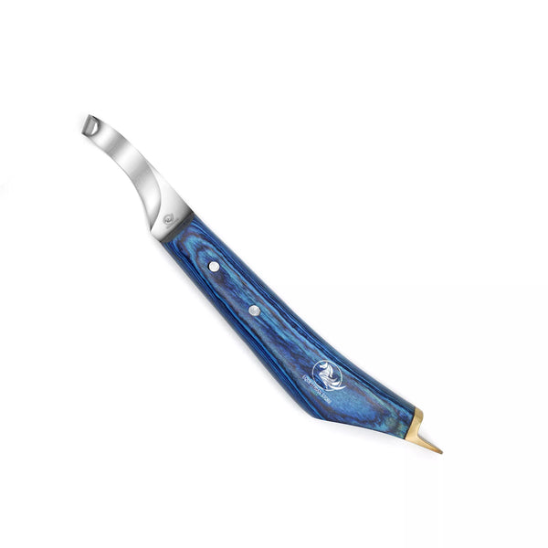 Cuchillo de precisión para cascos de caballos, acero J2, para diestros y zurdos, azul