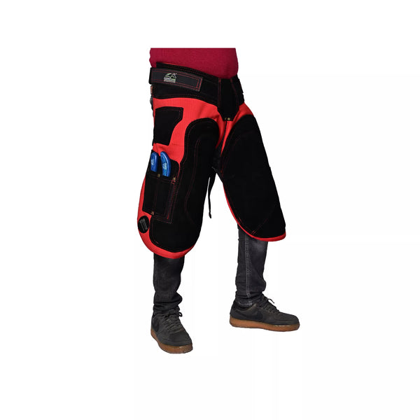 Professional Crimson Shield Farrier Apron with Knife Pockets and Magnetic Nail Holders