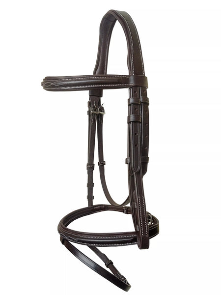 Equine Care English Leather Horse Bridle made from vegetable-tanned full-grain leather with reins.