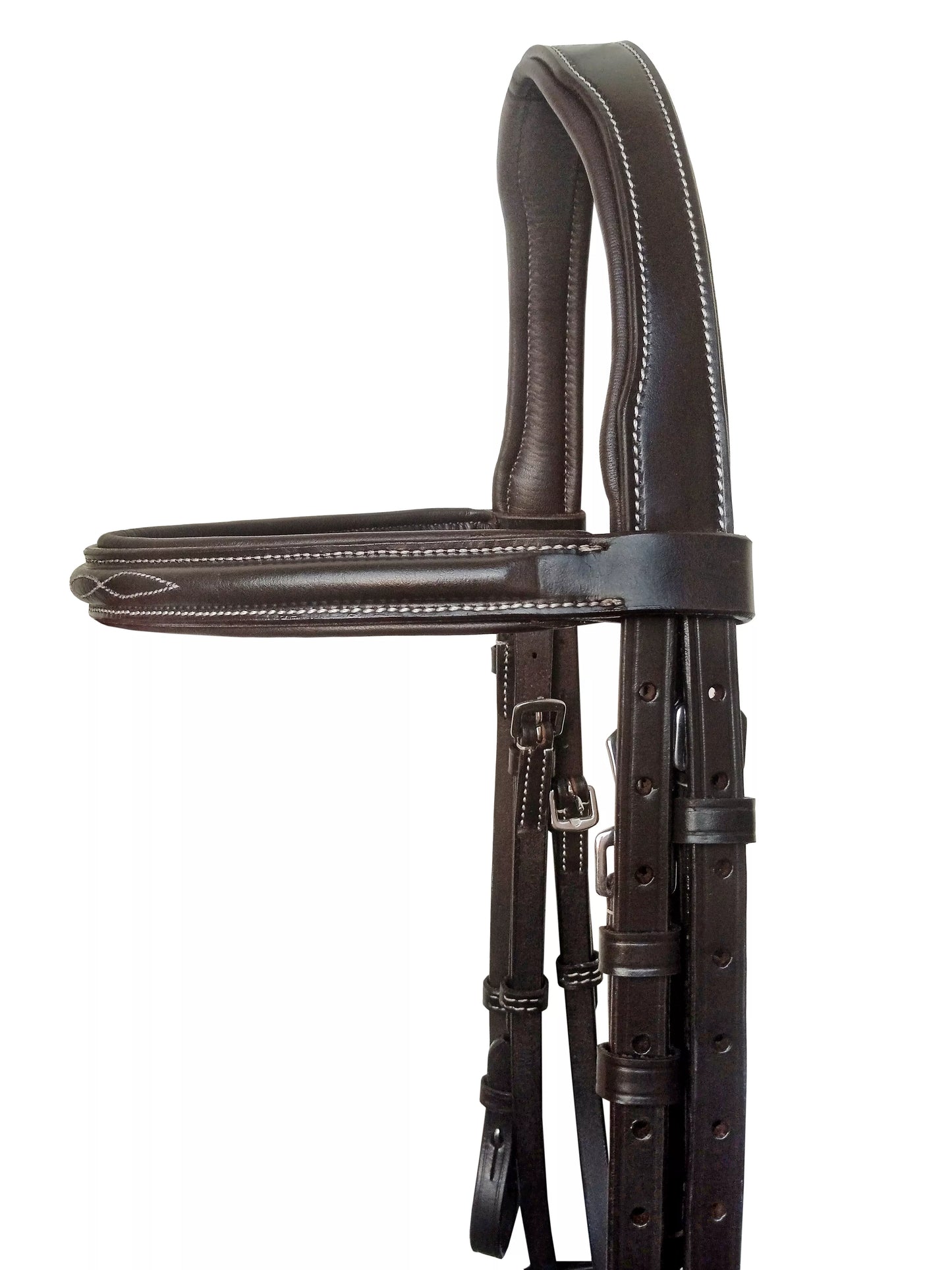 Equine Care English Leather Horse Bridle made from vegetable-tanned full-grain leather with reins.