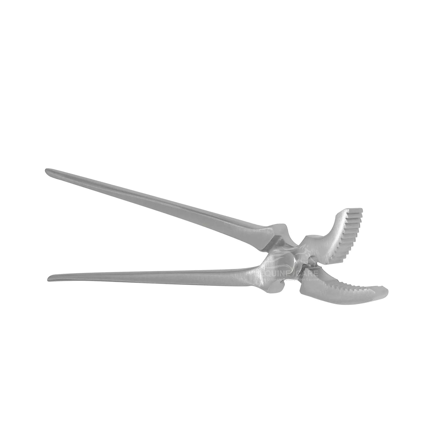 Curved jaw clincher with band jaw design made from hardened steel for rolling and tightening horseshoe nails 13 inch