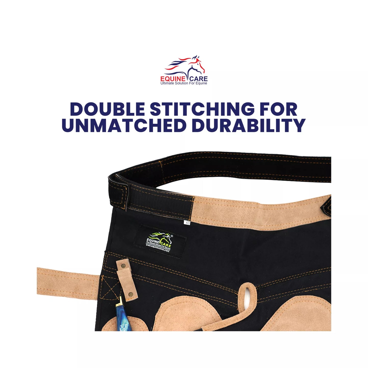 Equine Care 25-Inch Femme Farrier Apron in Beige & Black for Professional Hoof Trimming