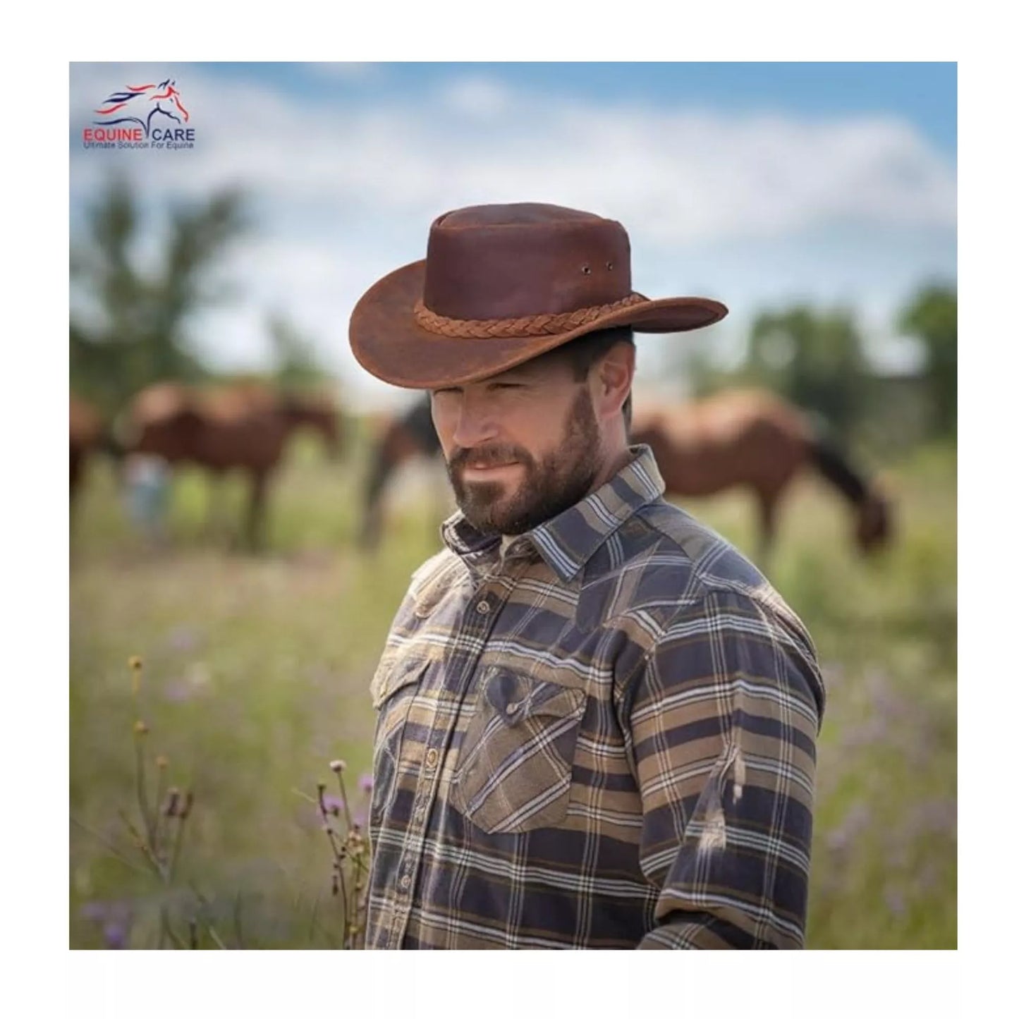 Genuine Leather Cowboy Hat – Western Style, Durable & Sun Protection - Equine Care