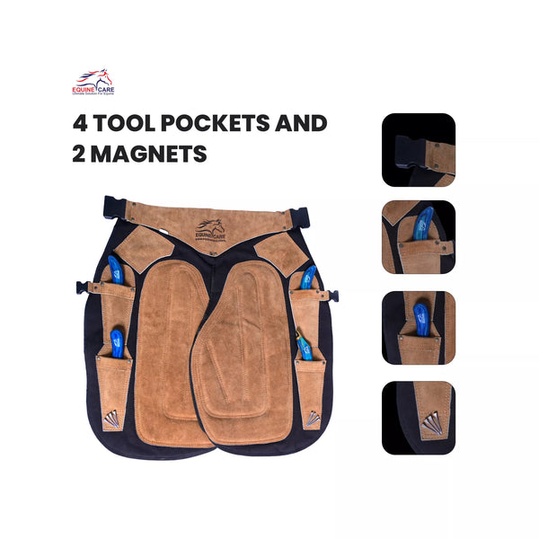 Equine Care 23-29 Inch Rugged Farrier Apron - Black with Beige
4 tool pockets and 2 magnets