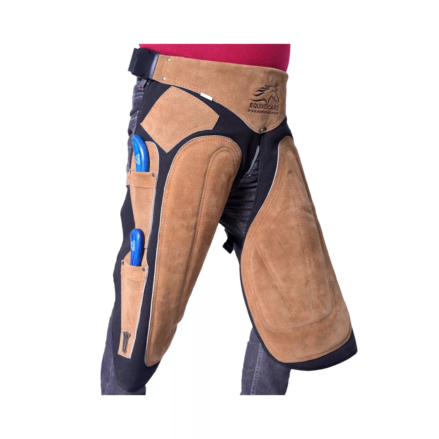 Equine Care 23-29 Inch Rugged Farrier Apron - Black with Beige
