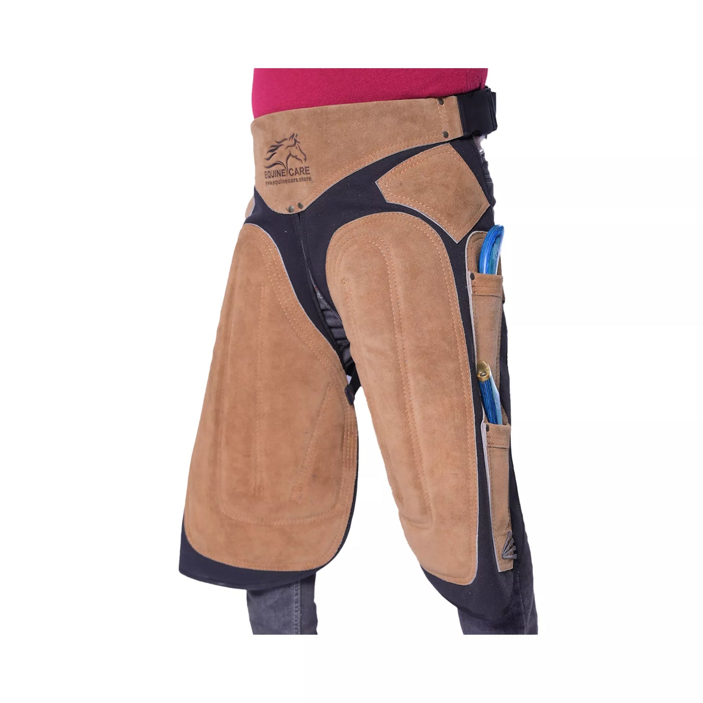 Equine Care 23-29 Inch Rugged Farrier Apron - Black with Beige
