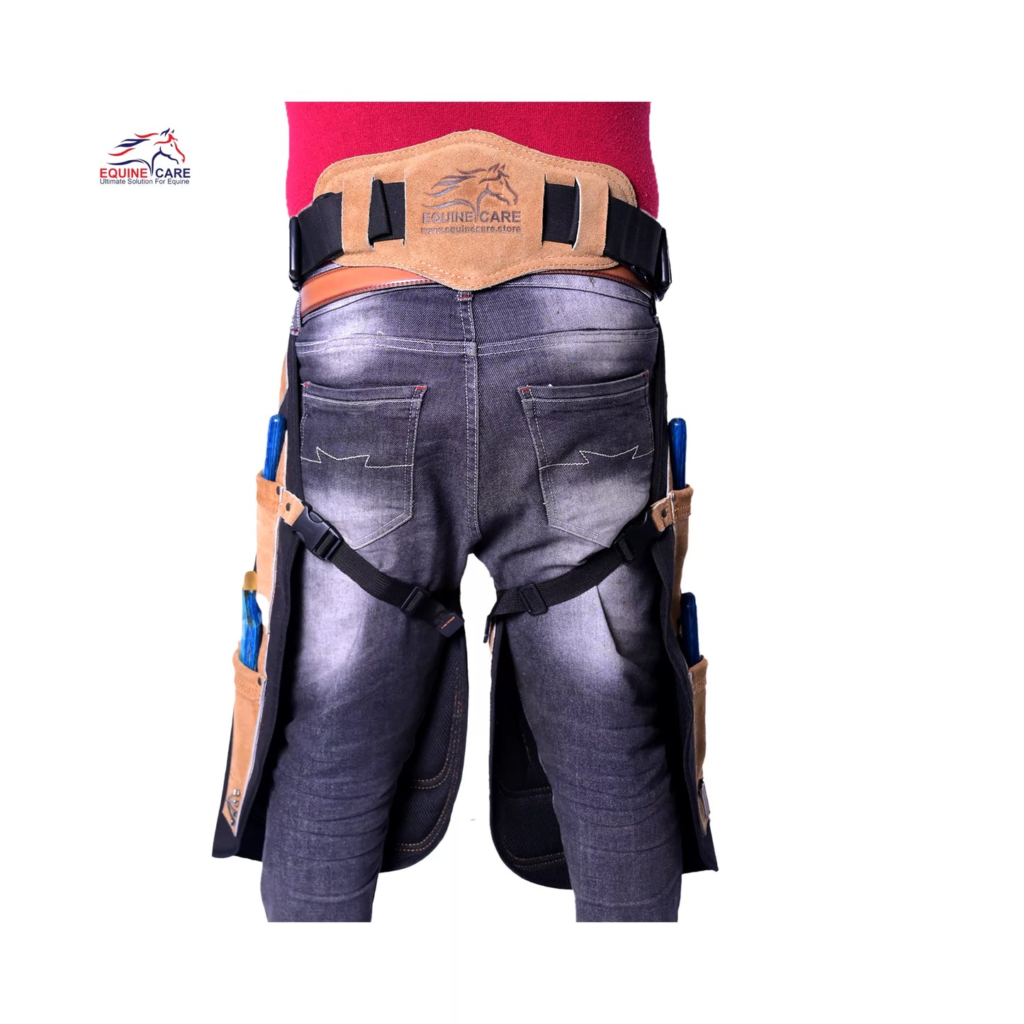 Equine Care 23-29 Inch Rugged Farrier Apron - Black with Beige
