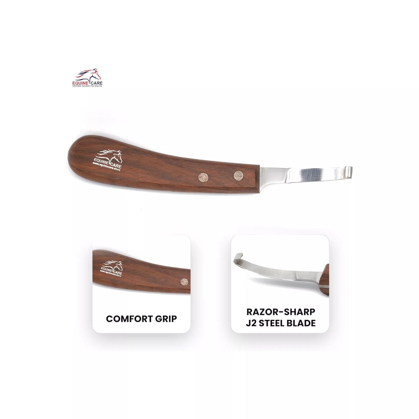 Short Blade Farrier Hoof Knife – Full Tang J2 Steel with Wooden Handle