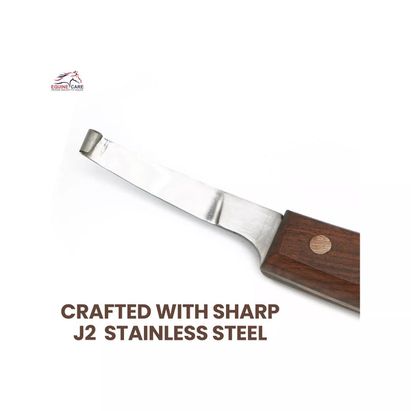 Short Blade Farrier Hoof Knife – Full Tang J2 Steel with Wooden Handle