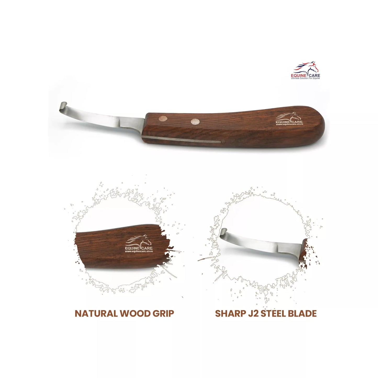 Short Blade Farrier Hoof Knife – Full Tang J2 Steel with Wooden Handle
