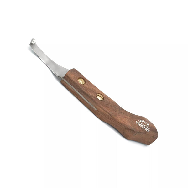 Cuchillo de precisión para cascos de caballos (derecho e izquierdo), acero J2, mango de madera