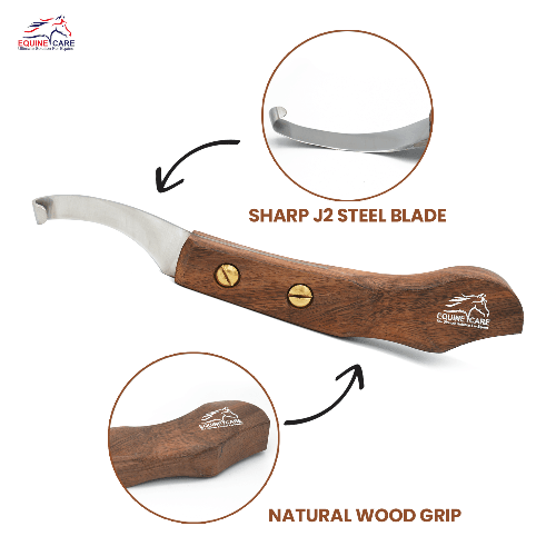 Professional Wooden Handle Farrier Hoof Knife for Horses & Livestock
